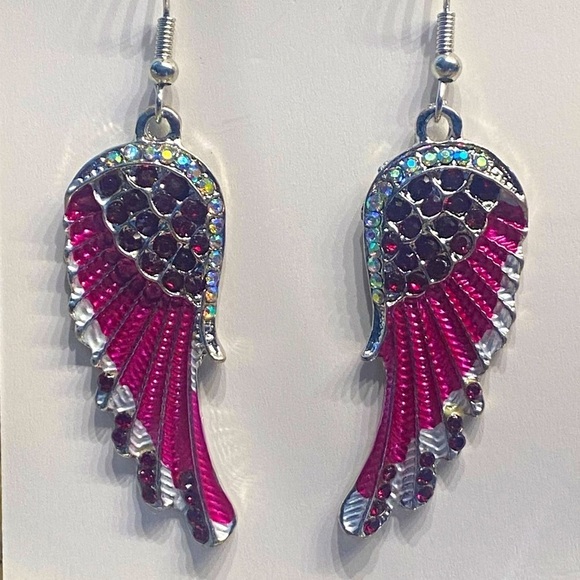 Jewelry - Rhinestone Angel Wings Shaped Earrings